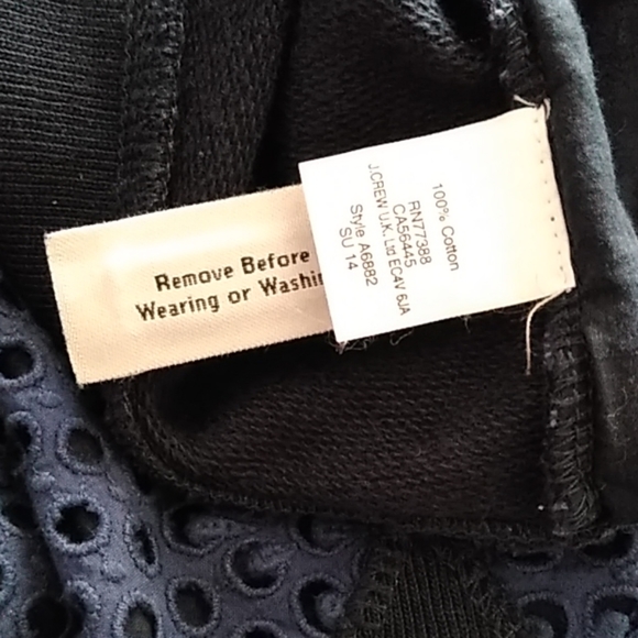 J. Crew Eyelet Sweatshirt Long Sleeve Solid Back Navy Size S - Picture 4 of 4